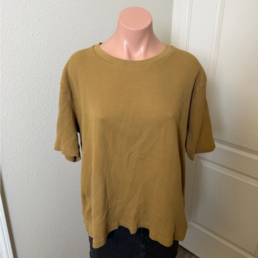 NUI 100% Organic Cotton Waffle Knit T-Shirt Top Sz L